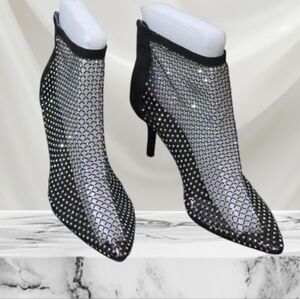 Charles David - Mesh Rhirnestone Black Ankle Boots Size 8 New W/Box